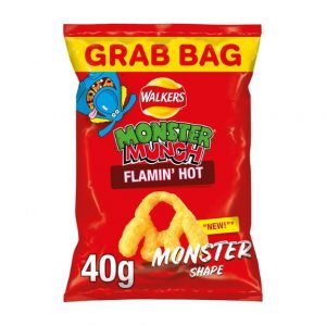 Walkers Monster Munch Flamin Hot Snacks Grab Bag 40g (30 Pack)