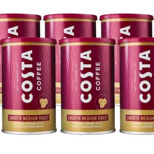 Costa Coffee Smooth Medium Roast Instant Coffee, 6 x 100g